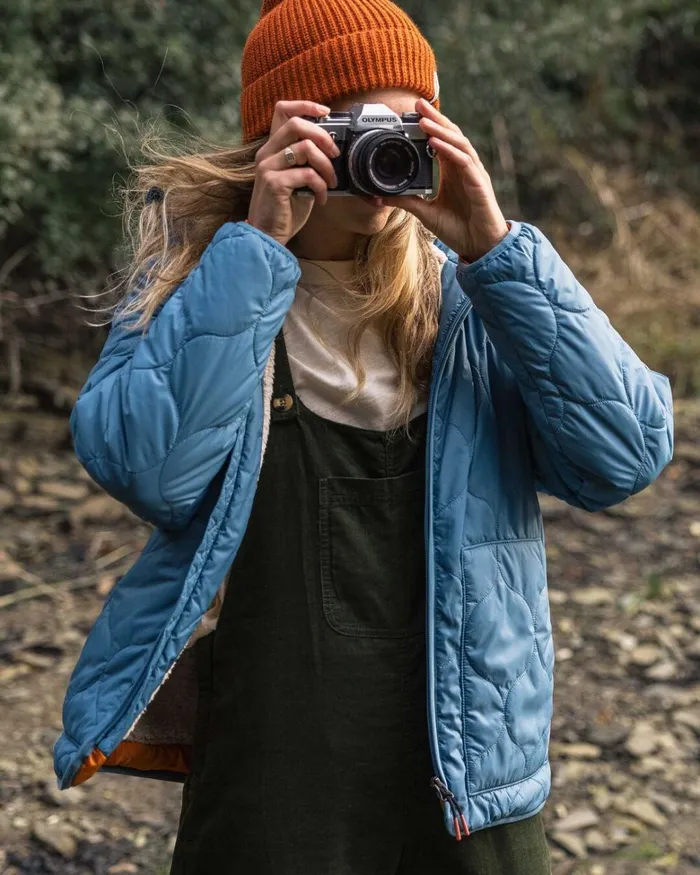Passenger Jackets Women Earthy Recycled Sherpa Lined Insulated Jacket Washed Blue Washed Blue