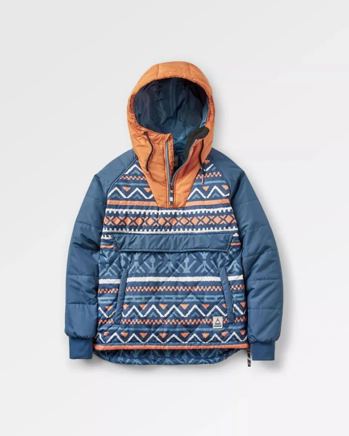Passenger Jackets Women Ocean Recycled Insulated 12 Zip Jacket Homespun Stripe Navy Homespun Stripe Navy