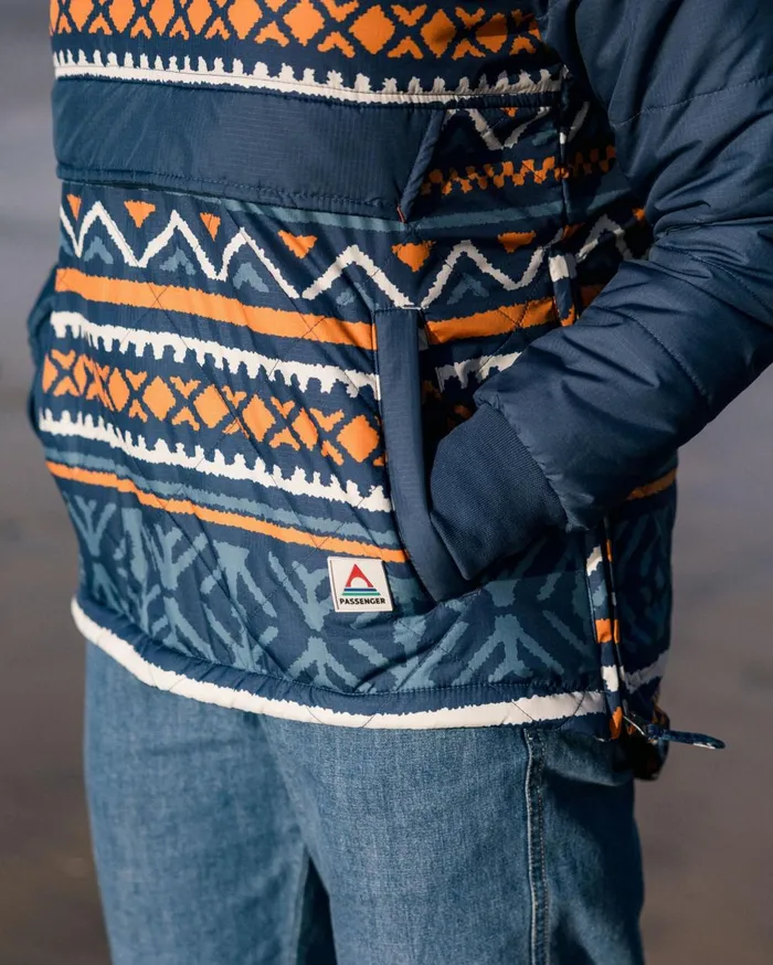 Passenger Jackets Women Ocean Recycled Insulated 12 Zip Jacket Homespun Stripe Navy Homespun Stripe Navy