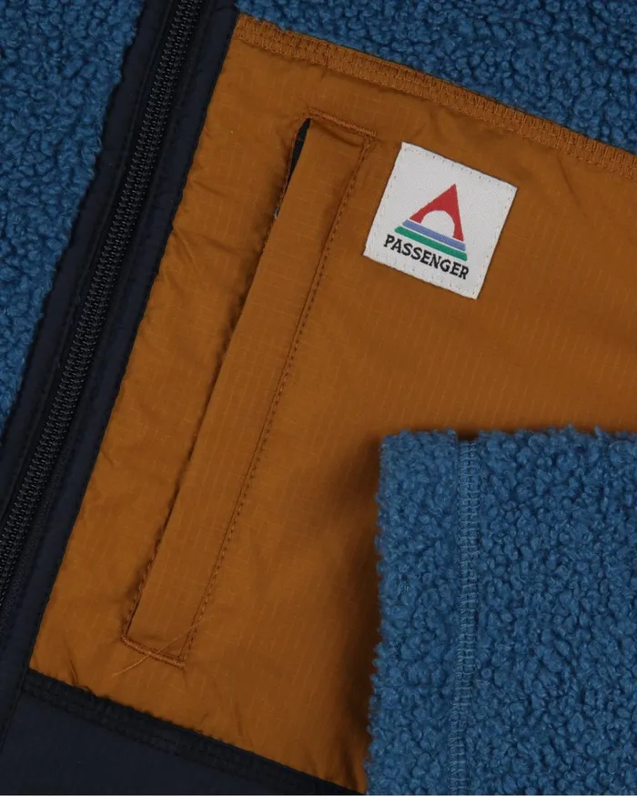 Passenger Tops Men Born Explorer Recycled PolarLined Sherpa Fleece Blue Steel Blue Steel