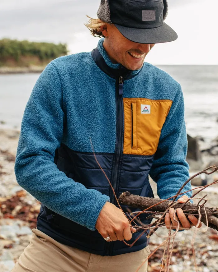 Passenger Tops Men Born Explorer Recycled PolarLined Sherpa Fleece Blue Steel Blue Steel