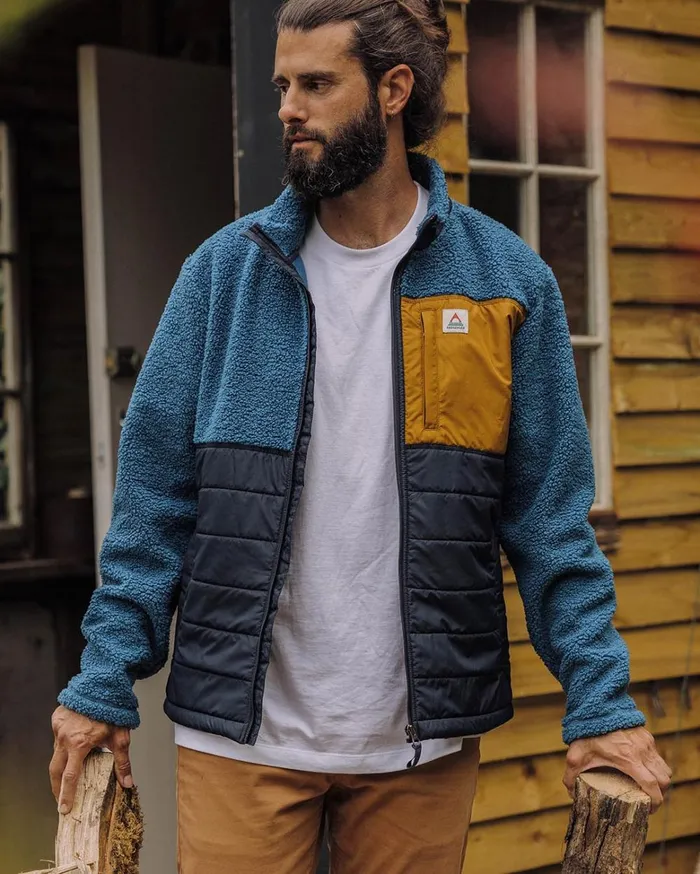 Passenger Tops Men Born Explorer Recycled PolarLined Sherpa Fleece Blue Steel Blue Steel