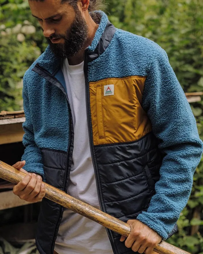 Passenger Tops Men Born Explorer Recycled PolarLined Sherpa Fleece Blue Steel Blue Steel