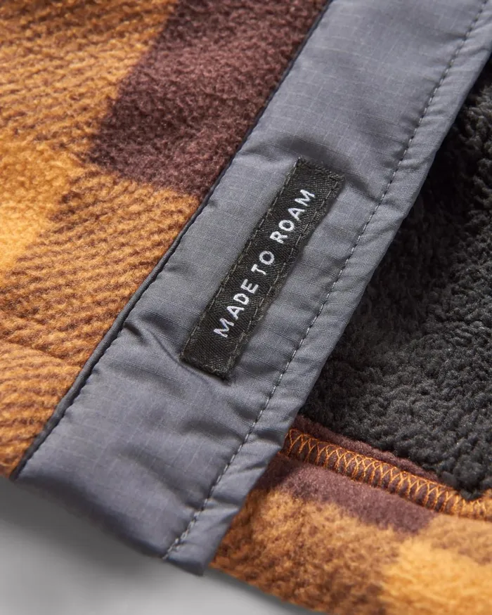 Passenger Tops Men Firelight Sherpa Lined Overshirt Golden Brown Check Golden Brown Check