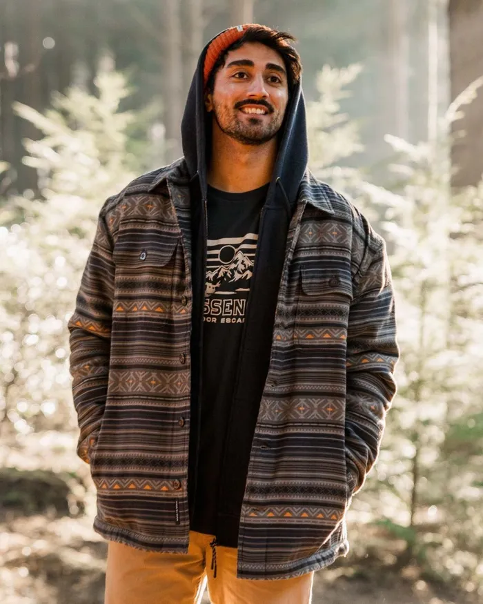Passenger Tops Men Freestyle SherpaLined Overshirt Faded Black Faded Black