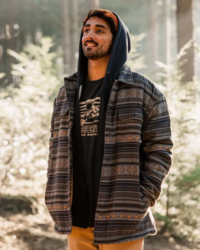 Passenger Tops Men Freestyle SherpaLined Overshirt Faded Black Faded Black