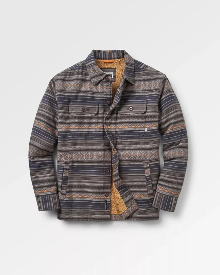 Passenger Tops Men Freestyle SherpaLined Overshirt Faded Black Faded Black