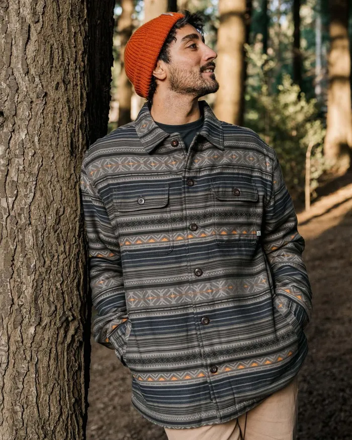 Passenger Tops Men Freestyle SherpaLined Overshirt Faded Black Faded Black