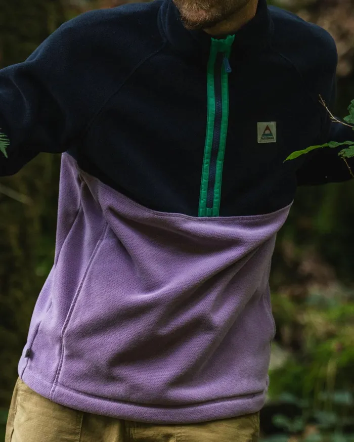 Passenger Tops Men Highland Recycled Polartec Fleece Lilac Deep Navy Lilac Deep Navy