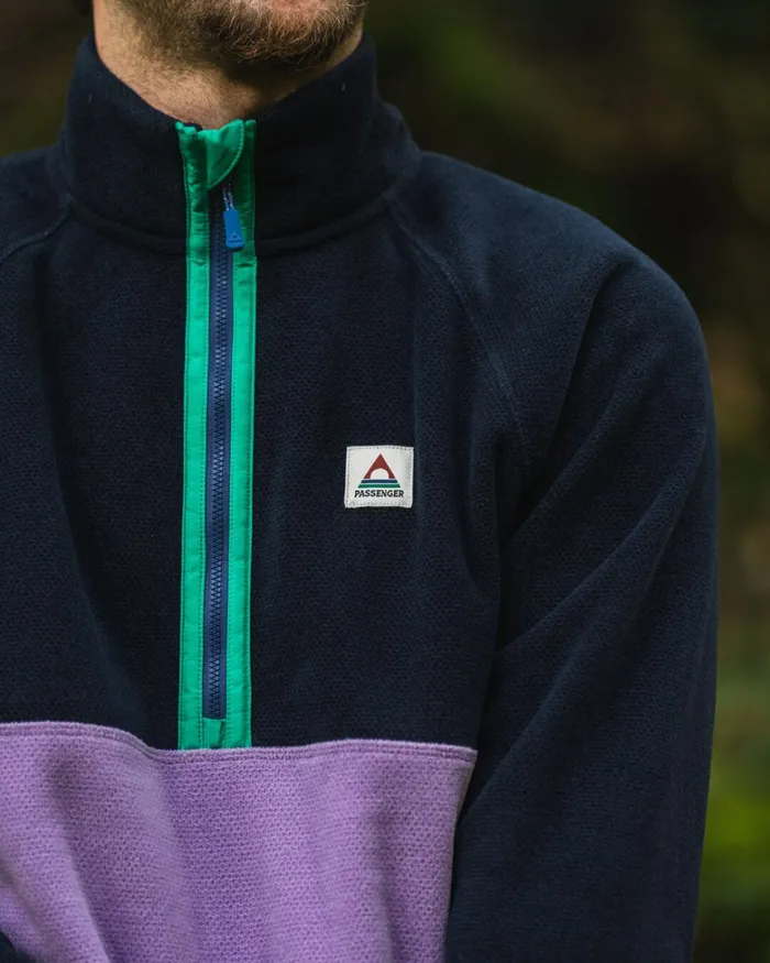 Passenger Tops Men Highland Recycled Polartec Fleece Lilac Deep Navy Lilac Deep Navy