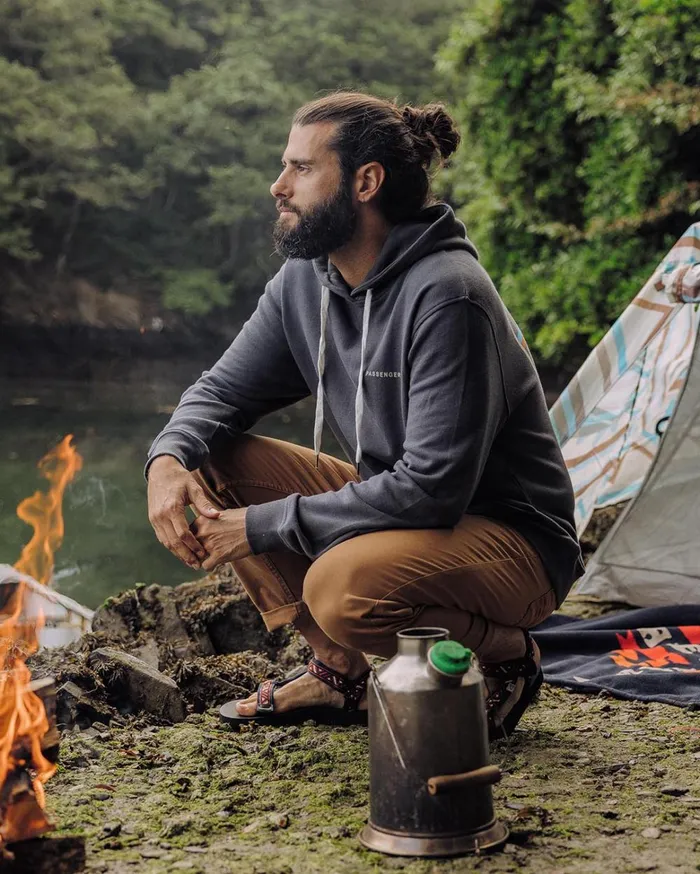 Passenger Tops Men Made To Roam Recycled Hoodie Faded Black Faded Black