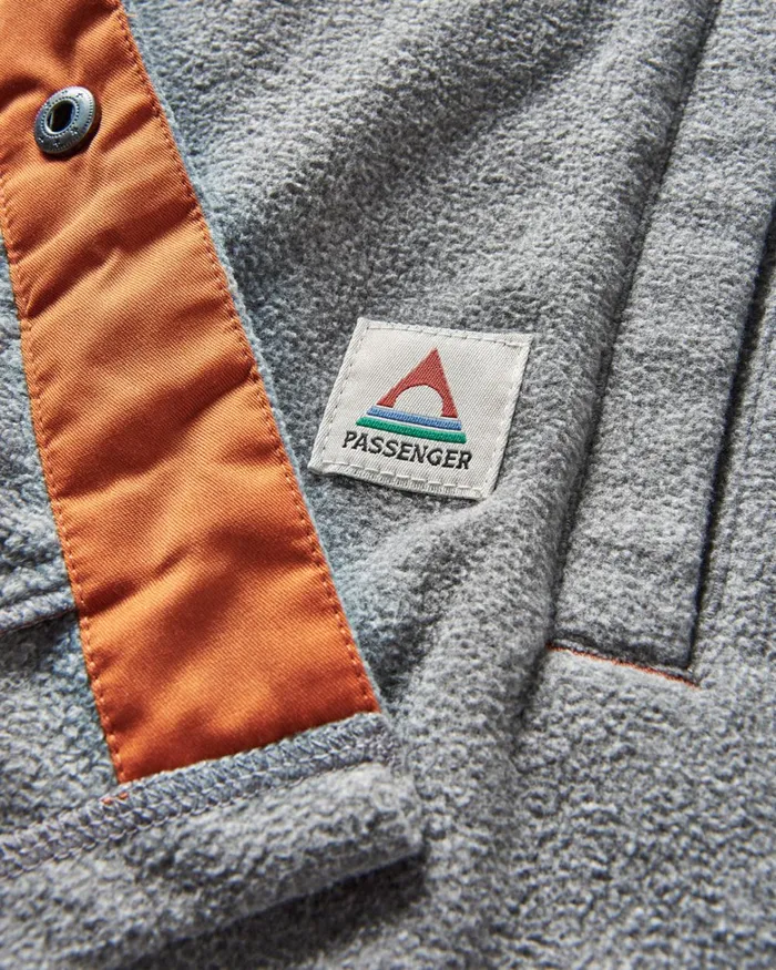 Passenger Tops Men Maple Polar Fleece Shirt Grey Marl Grey Marl