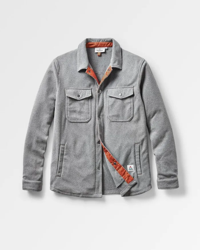 Passenger Tops Men Maple Polar Fleece Shirt Grey Marl Grey Marl