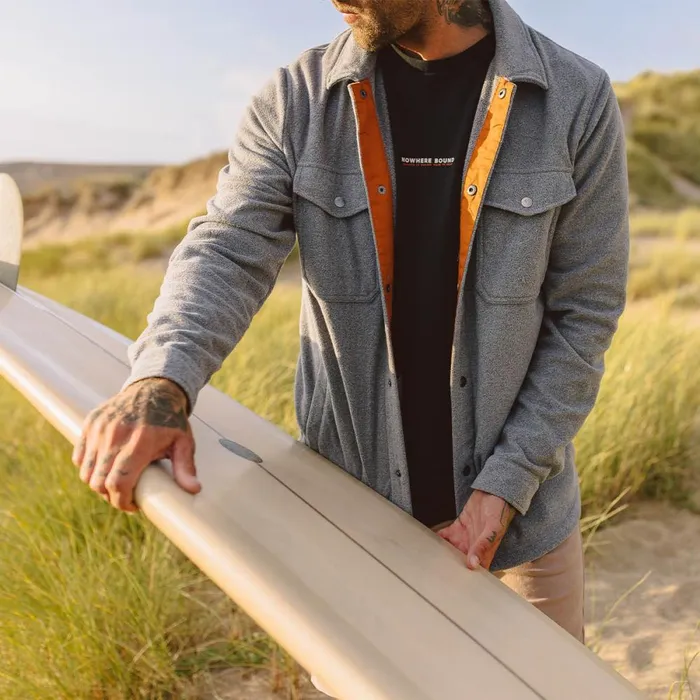Passenger Tops Men Maple Polar Fleece Shirt Grey Marl Grey Marl