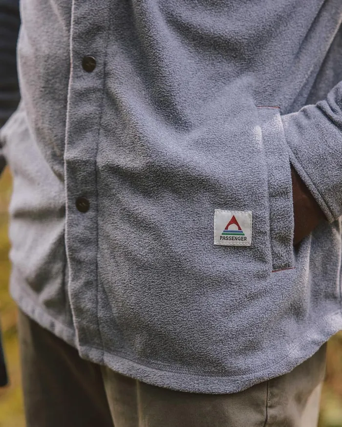 Passenger Tops Men Maple Polar Fleece Shirt Grey Marl Grey Marl
