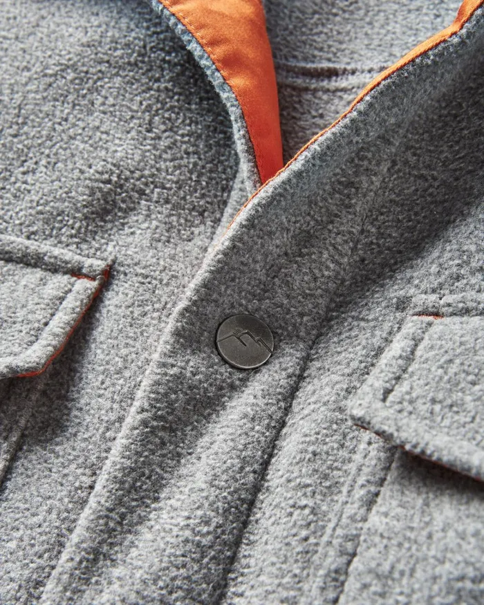 Passenger Tops Men Maple Polar Fleece Shirt Grey Marl Grey Marl
