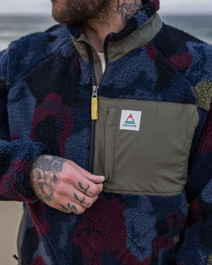 Passenger Tops Men Offroad Recycled Sherpa 12 Zip Fleece Sycamore Pattern Sycamore Pattern