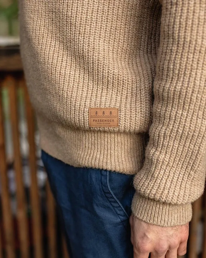 Passenger Tops Men Offshore Recycled Knitted Jumper Sand Sand