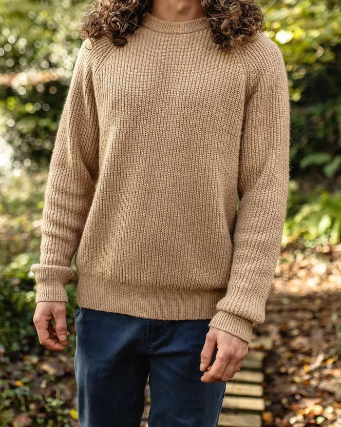 Passenger Tops Men Offshore Recycled Knitted Jumper Sand Sand