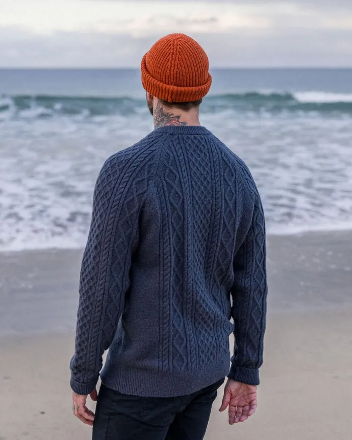Passenger Tops Men Sandbar Cable Knitted Jumper Charcoal Charcoal