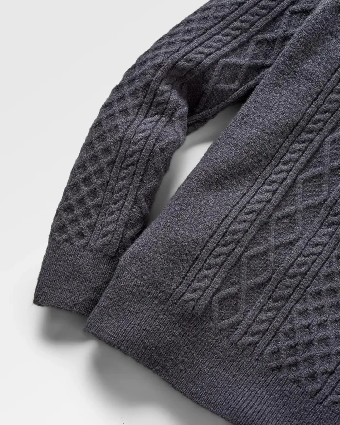 Passenger Tops Men Sandbar Cable Knitted Jumper Charcoal Charcoal