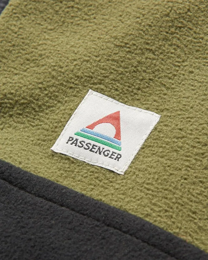 Passenger Tops Men Set Off Recycled Polar 14 Zip Fleece Khaki Khaki