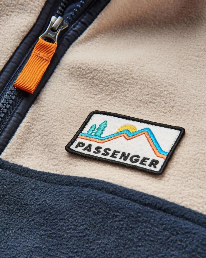 Passenger Tops Men Set Off Recycled Polar 14 Zip Fleece Oatmeal Oatmeal