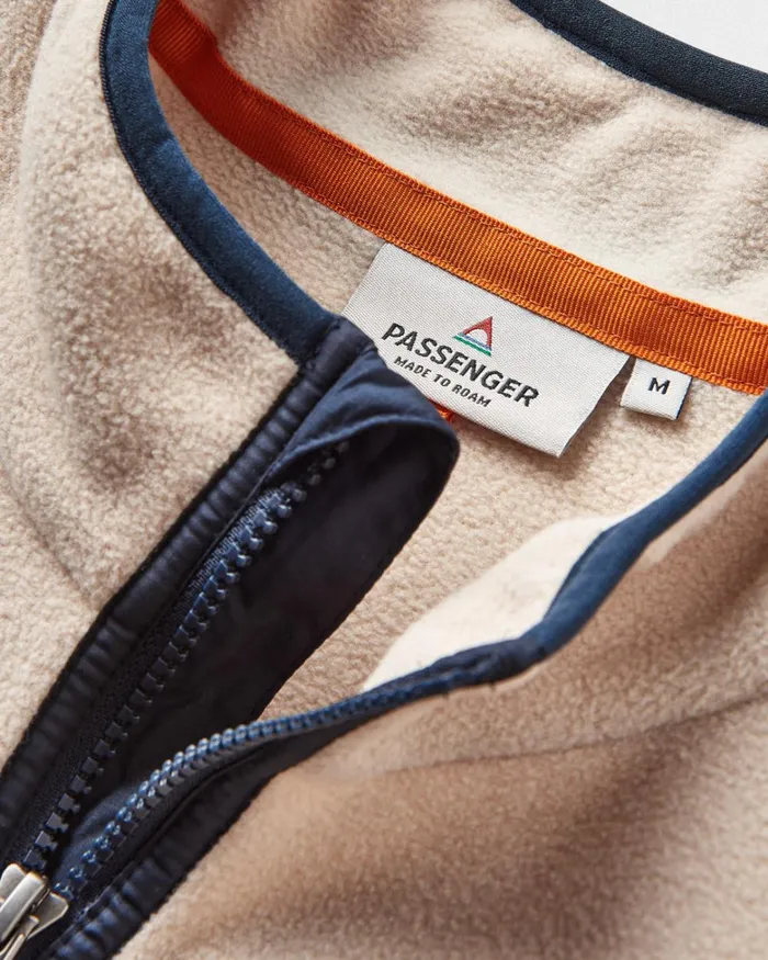 Passenger Tops Men Set Off Recycled Polar 14 Zip Fleece Oatmeal Oatmeal