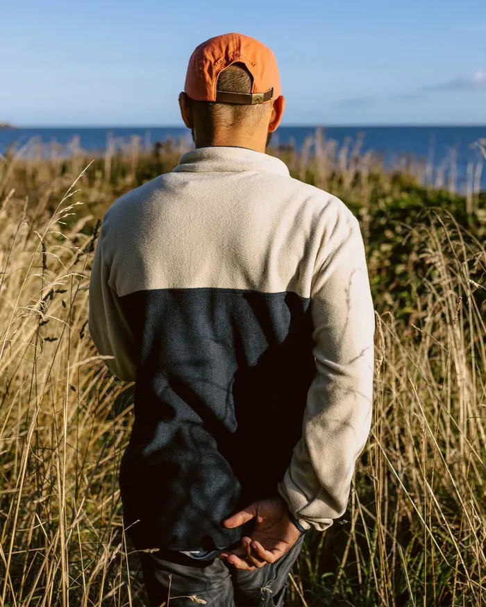 Passenger Tops Men Set Off Recycled Polar 14 Zip Fleece Oatmeal Oatmeal