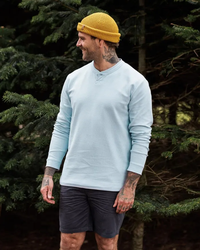 Passenger Tops Men Stream Button Up Henley Pale Blue Pale Blue