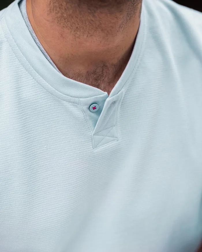 Passenger Tops Men Stream Button Up Henley Pale Blue Pale Blue