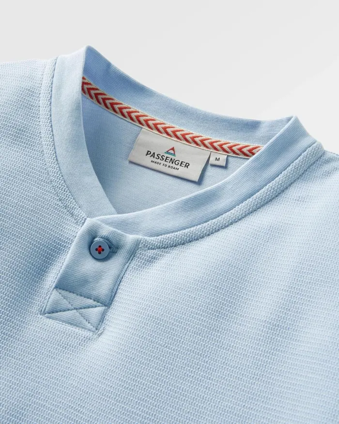 Passenger Tops Men Stream Button Up Henley Pale Blue Pale Blue