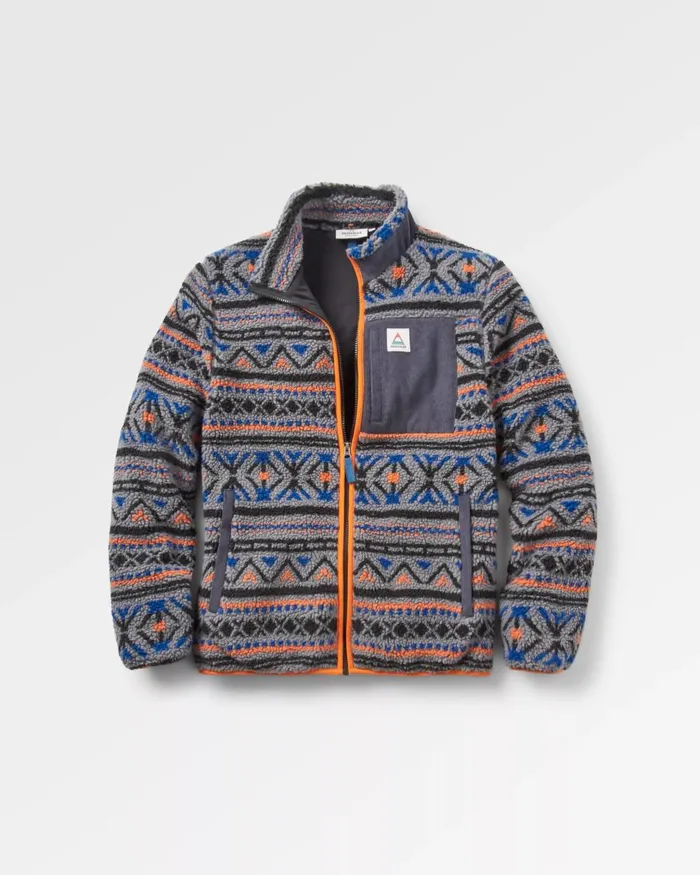 Passenger Tops Men Trekker Recycled DeepPile Sherpa Fleece Nordic Geo Grey Nordic Geo Grey