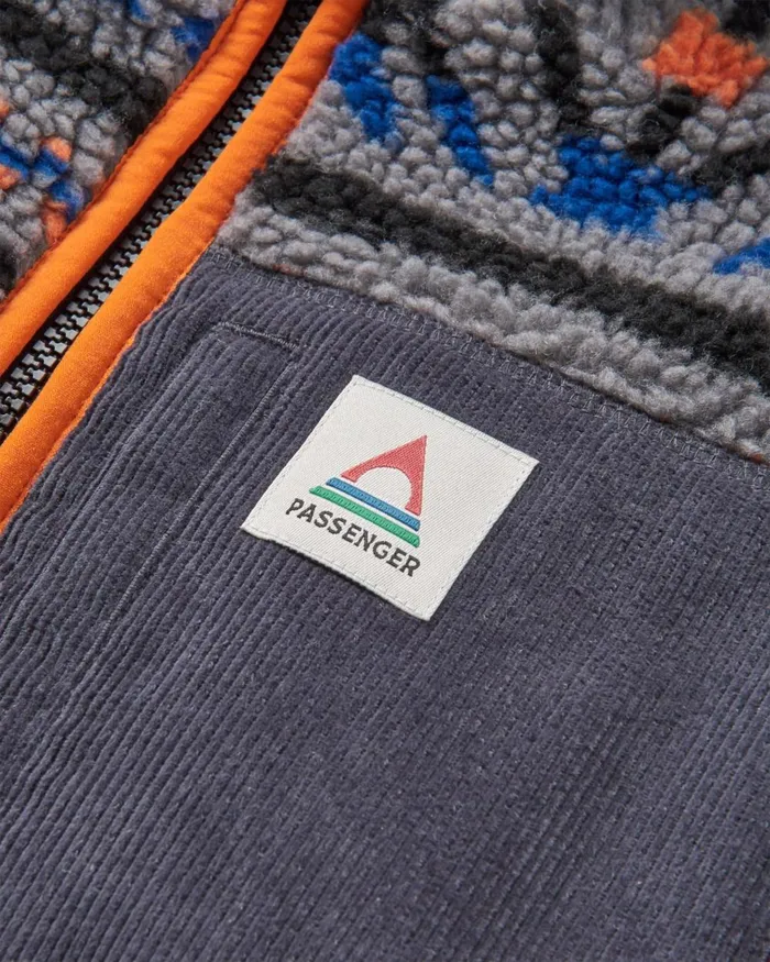 Passenger Tops Men Trekker Recycled DeepPile Sherpa Fleece Nordic Geo Grey Nordic Geo Grey