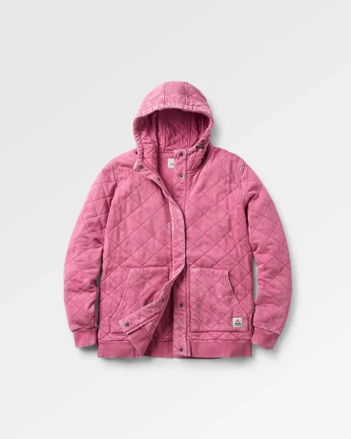 Passenger Tops Women Clementine Recycled Quilted Popper Up Hoodie Mauve Haze Mauve Haze