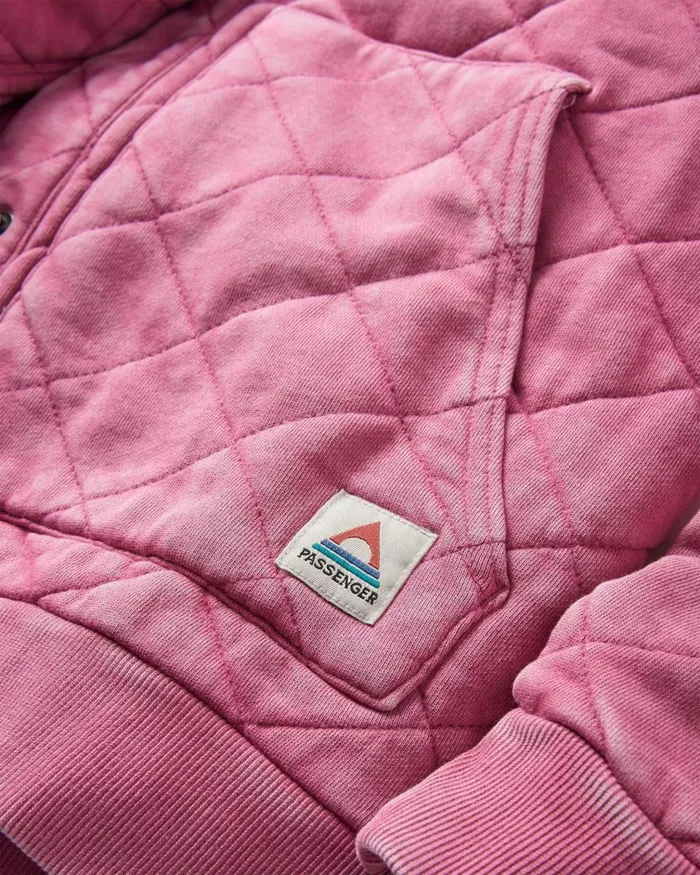 Passenger Tops Women Clementine Recycled Quilted Popper Up Hoodie Mauve Haze Mauve Haze