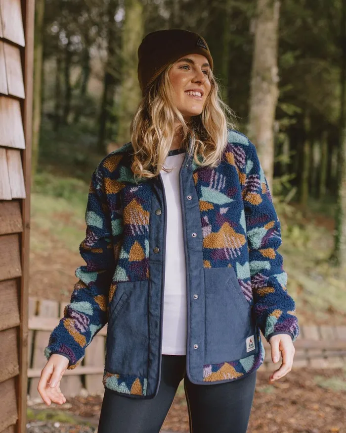 Passenger Tops Women Clover Recycled DeepPile Sherpa Fleece Deep Blue Camo Pattern Deep Blue Camo Pattern Passenger Tops Women Clover Recycled DeepPile Sherpa Fleece Deep Blue Camo Pattern Deep Blue Camo Pattern