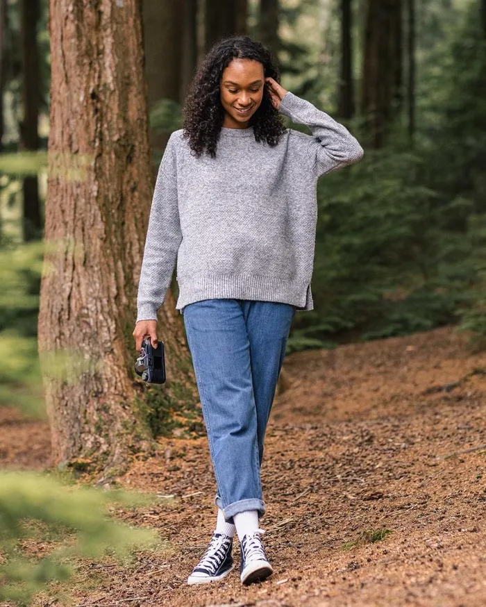 Passenger Tops Women Cove Recycled Knitted Jumper Grey Marl Grey Marl