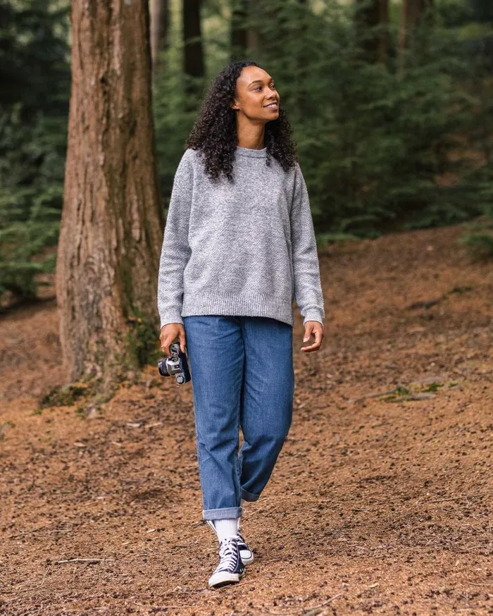 Passenger Tops Women Cove Recycled Knitted Jumper Grey Marl Grey Marl