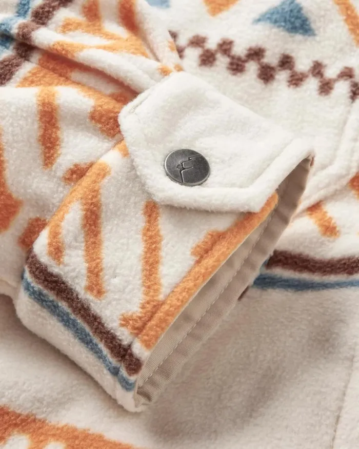 Passenger Tops Women East Recycled Polar Oversized Shirt Homespun Stripe Sunrise Orange Homespun Stripe Sunrise Orange