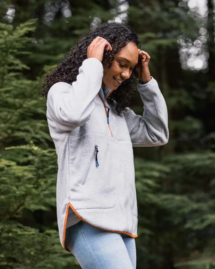 Passenger Tops Women Folksy Recycled Polar Fleece Grey Marl Grey Marl