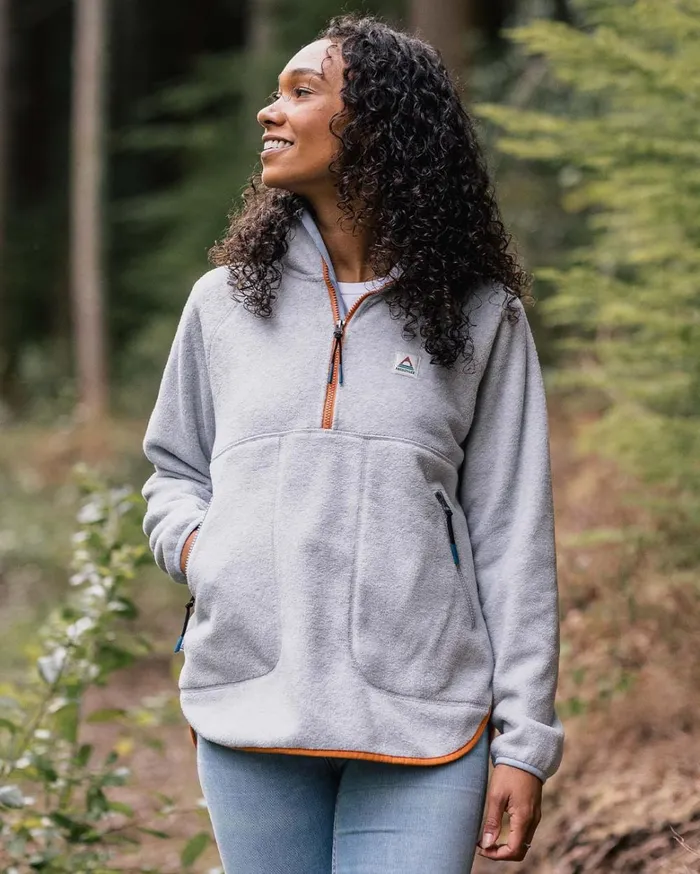 Passenger Tops Women Folksy Recycled Polar Fleece Grey Marl Grey Marl