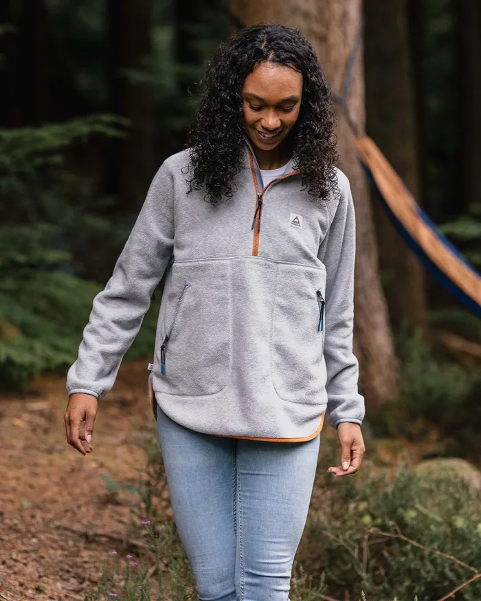 Passenger Tops Women Folksy Recycled Polar Fleece Grey Marl Grey Marl