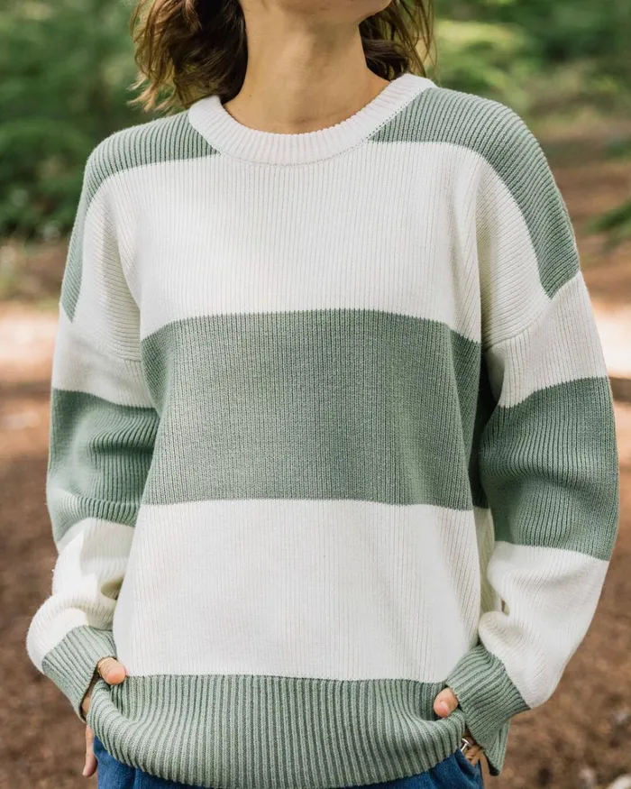 Passenger Tops Women Moments Oversized Organic Knitted Jumper Pistachio Stripe Pistachio Stripe Passenger Tops Women Moments Oversized Organic Knitted Jumper Pistachio Stripe Pistachio Stripe