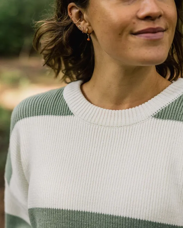 Passenger Tops Women Moments Oversized Organic Knitted Jumper Pistachio Stripe Pistachio Stripe