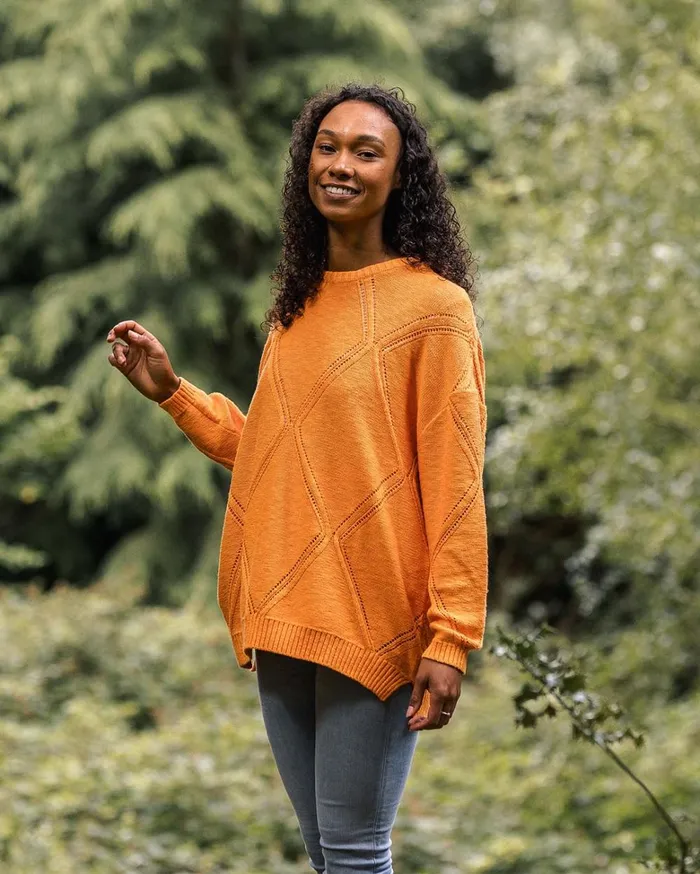 Passenger Tops Women Palm Organic Oversized Knitted Jumper Apricot Apricot