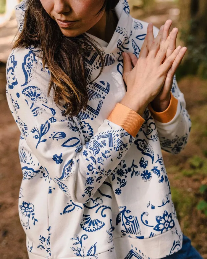Passenger Tops Women Patchwork Recycled Cotton Hoodie Off White Off White