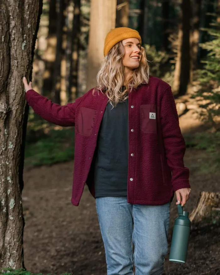 Passenger Tops Women Rappel Recycled Sherpa Oversized Shirt Wine Wine
