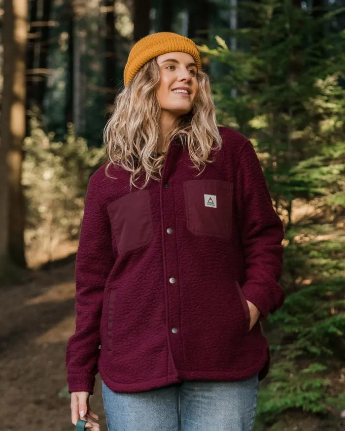 Passenger Tops Women Rappel Recycled Sherpa Oversized Shirt Wine Wine