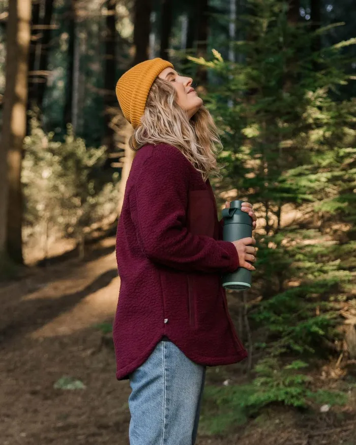 Passenger Tops Women Rappel Recycled Sherpa Oversized Shirt Wine Wine
